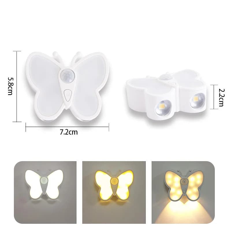 모션 센서 충전식 나비 LED 벽 램프