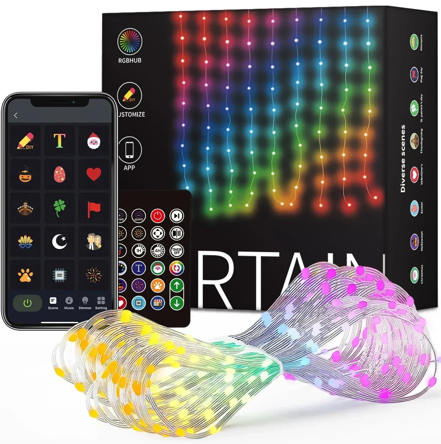 앱 제어 800 LED RGB 스마트 커튼 라이트