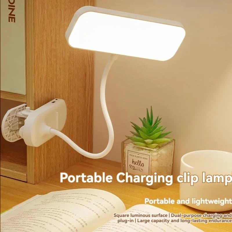 USB 충전식 클립형 LED 협탁 램프, 밝기 조절 가능