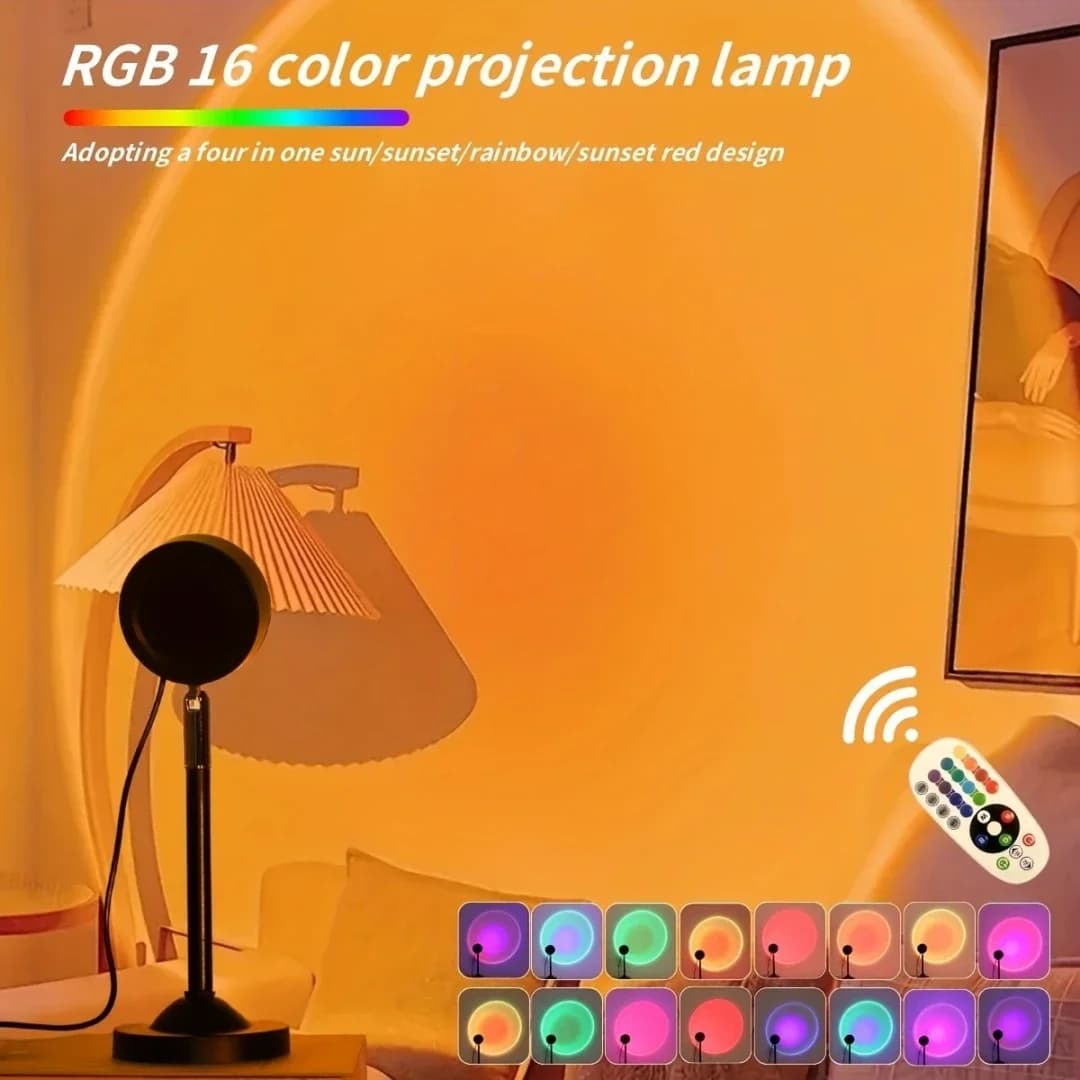 리모컨 포함 미니 USB RGB 일몰 프로젝터 램프