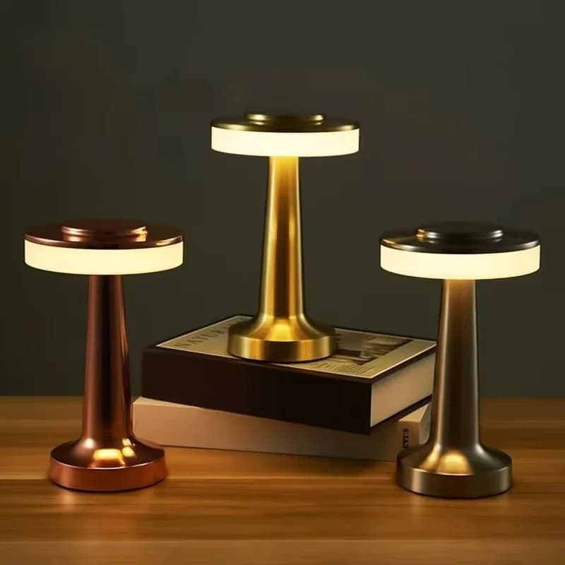 USB 충전식 금속 모래시계형 LED 테이블 램프