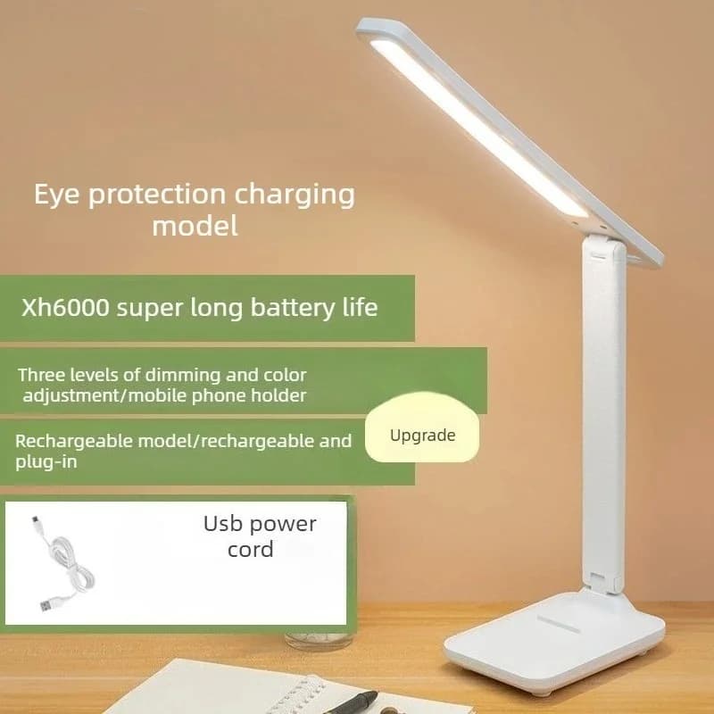 폴더블 USB 충전식 LED 데스크 램프 (폰 스탠드 포함)